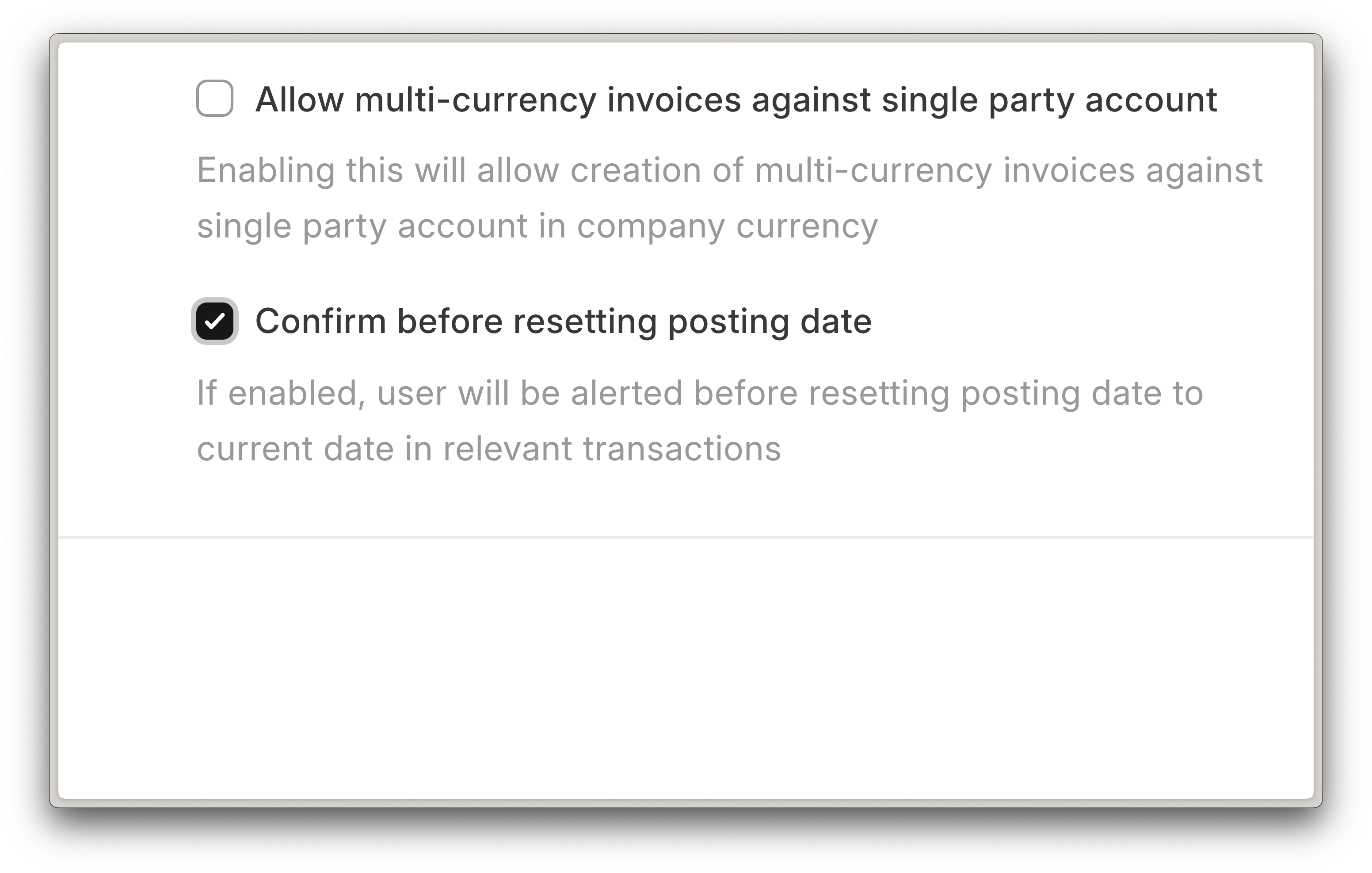 Confirm the posting date change